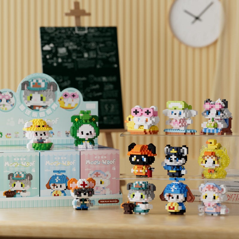 New Tide Le Chuang Micro Particle Meow Wang Daji Doll Children'S Toy Building Blocks Puppy Cat Ornaments Birthday Gift - Image 4